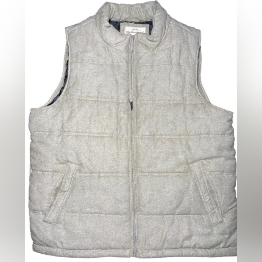 Original Weatherproof Vintage Mens Puffer Vest Quilted Full Zip Beige Size XL